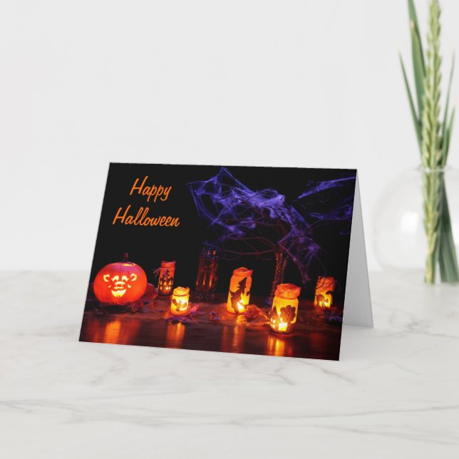 Jack-O-Lantern And Candles Halloween Card (Front)