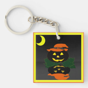 Jack O Lantern and his Reflection - Keychain