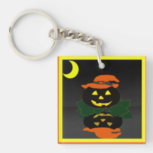 Jack O Lantern and his Reflection - Keychain