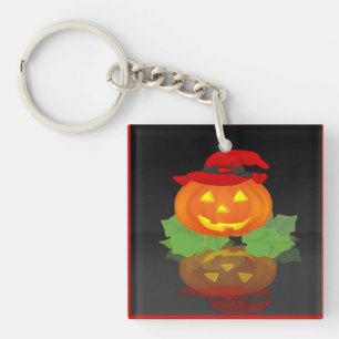 Jack O Lantern and his Reflection - Keychain