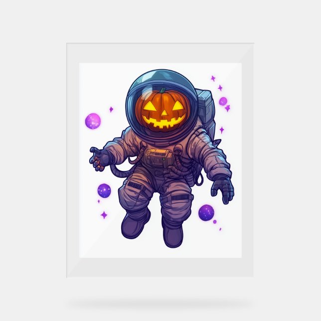 Jack-o'-Lantern Astronaut Acrylic Sign (Front)