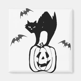 Jack O Lantern Black Cat Pumpkin Halloween Scary Magnet