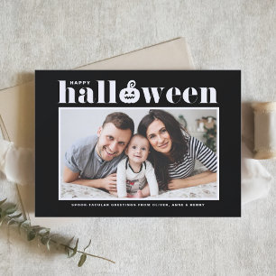 Jack-o'-lantern Black Photo Happy Halloween Card