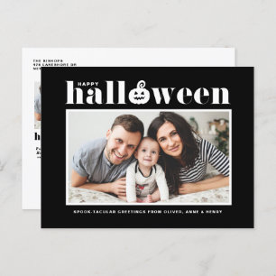 Jack-o'-lantern Black Photo Happy Halloween Holiday Postcard