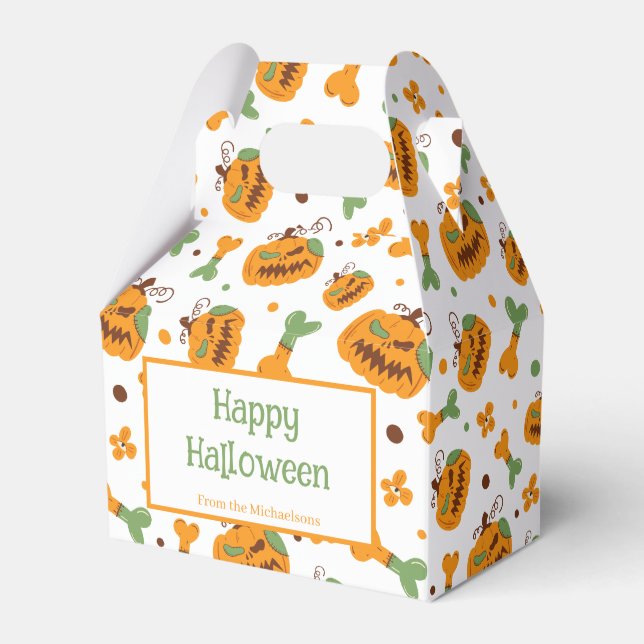 Jack-o-Lantern & Bones Spooky Custom Halloween Favor Box (Front Side)