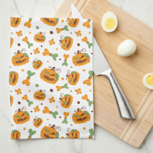 Jack-o-Lantern & Bones Spooky Halloween  Kitchen Towel