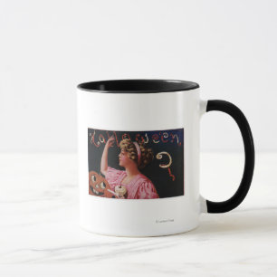 Jack-O-Lantern by Woman Peeling Apple Mug