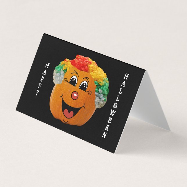 Jack o' Lantern Clown Face Classroom Exchange Card (Front)