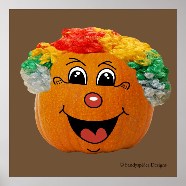 Jack o' Lantern Clown Face, Halloween Pumpkin Poster (Front)
