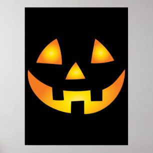 Jack O Lantern Creepy Pumpkin Face Halloween Poster