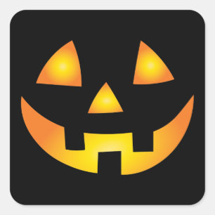 Jack O Lantern Creepy Pumpkin Face Halloween Square Sticker