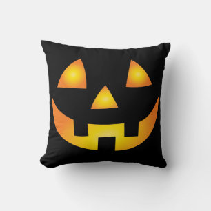 Jack O Lantern Creepy Pumpkin Face Halloween Throw Pillow