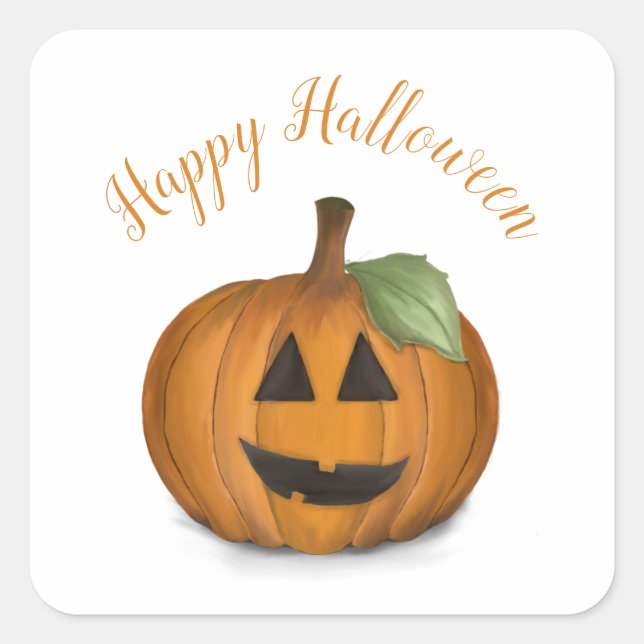 Jack-o'-lantern en Citrouille Patch Carré Sticker (Devant)