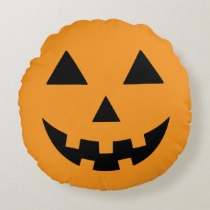 Jack O Lantern Face Halloween Pumpkin Round Pillow