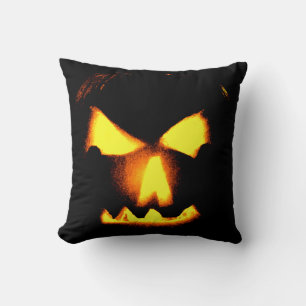 Jack-O-Lantern Face Orange Throw Pillow