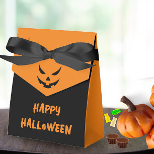 Jack O Lantern Face Pumpkin Black Orange Halloween Favor Box