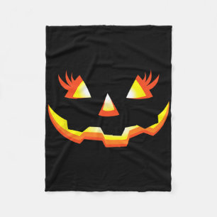 Jack O Lantern Face Pumpkin Eyelashes Halloween Co Fleece Blanket