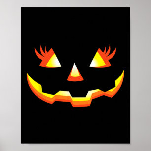 Jack O Lantern Face Pumpkin Eyelashes Halloween Co Poster