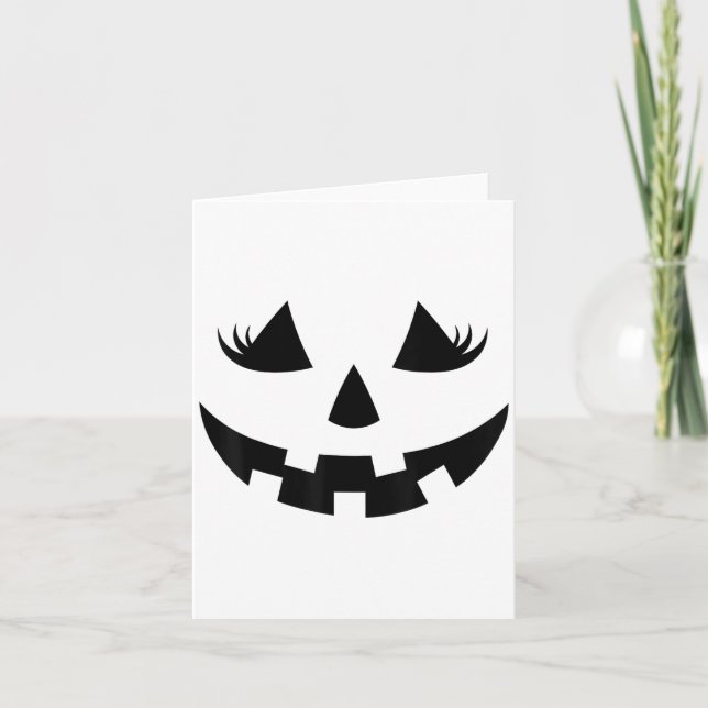 Jack O Lantern Face Pumpkin Eyelashes Halloween Wo Card (Front)