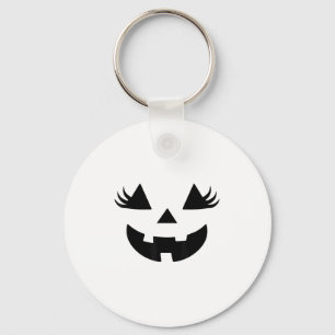 Jack O Lantern Face Pumpkin Eyelashes Halloween Wo Keychain