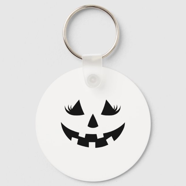 Jack O Lantern Face Pumpkin Eyelashes Halloween Wo Keychain (Front)