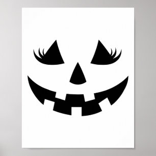 Jack O Lantern Face Pumpkin Eyelashes Halloween Wo Poster