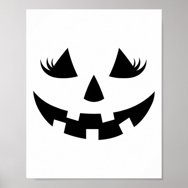 Jack O Lantern Face Pumpkin Eyelashes Halloween Wo Poster (Front)