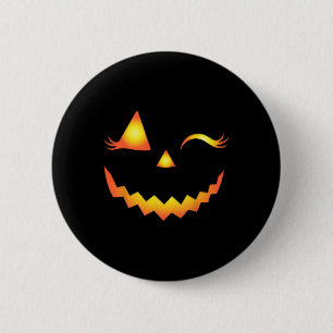 Jack O Lantern Face Pumpkin Eyelashes Hallowen Cos 2 Inch Round Button