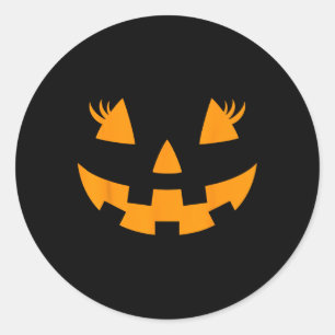 Jack O Lantern Face Pumpkin Eyelashes Hallowen Cos Classic Round Sticker