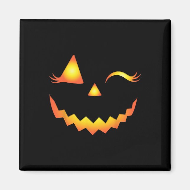 Jack O Lantern Face Pumpkin Eyelashes Hallowen Cos Magnet (Front)