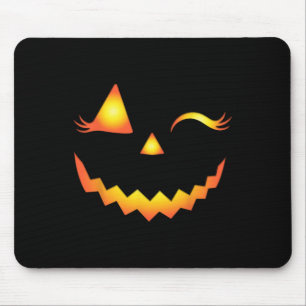 Jack O Lantern Face Pumpkin Eyelashes Hallowen Cos Mouse Pad