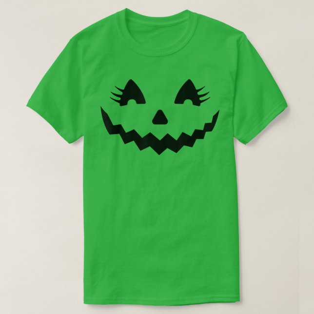 Jack O Lantern Face Pumpkin Eyelashes Hallowen Cos T-Shirt (Design Front)