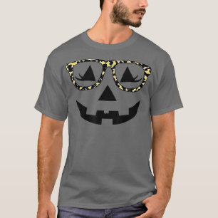 Jack O Lantern Face Pumpkin Halloween Leopard Prin T-Shirt