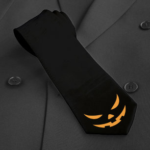Jack O Lantern Face Scary Halloween Pumpkin Tie