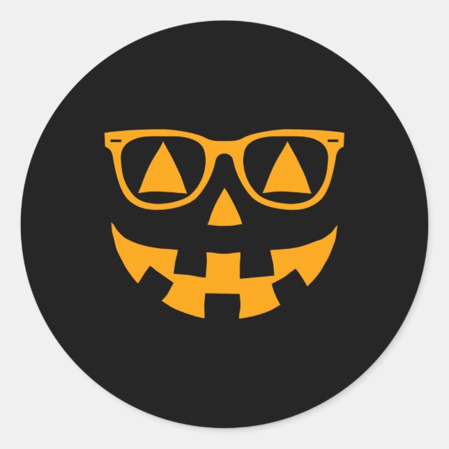 Jack O Lantern Face Sunglasses Glasses Halloween P Classic Round Sticker (Front)