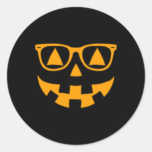 Jack O Lantern Face Sungles Gles Halloween Pumpkin Classic Round Sticker