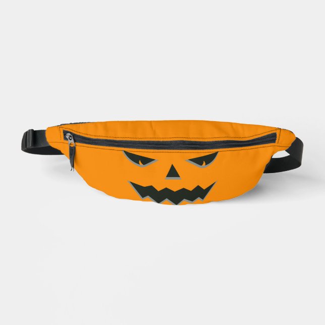 Jack-o’-Lantern Face with Grey Accents – Halloween Fanny Pack (Front)