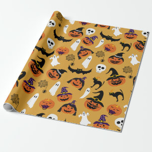 Jack o Lantern Family pattern Wrapping Paper