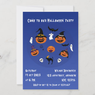 Jack O Lantern Family Spooky Halloween Invitation