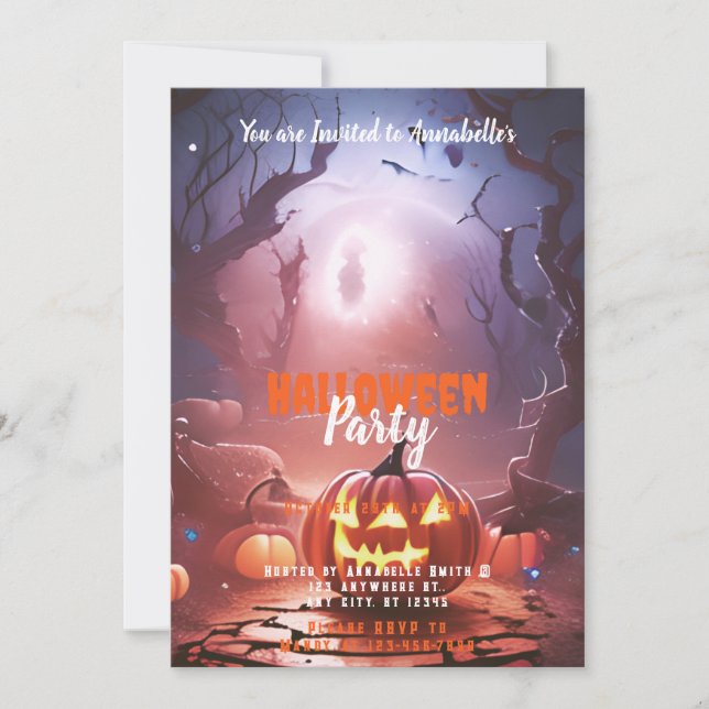 Jack-O' Lantern Forest Halloween Party Invitation (Front)
