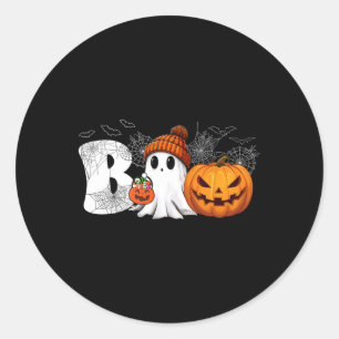 Jack O Lantern Ghost Boo Halloween Costumes Boy Gi Classic Round Sticker