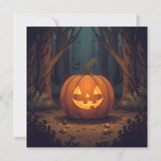 Jack O' Lantern Glowing In The Forest Invitation