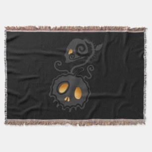 Jack O Lantern Glowing Skull Vine Throw Blanket