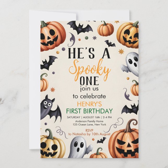 Jack-O-Lantern Halloween Birthday Invitation Custu (Front)