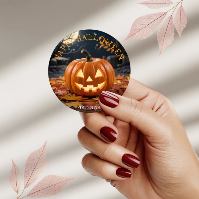 Jack O Lantern Halloween custom name sticker (Créateur téléchargé)