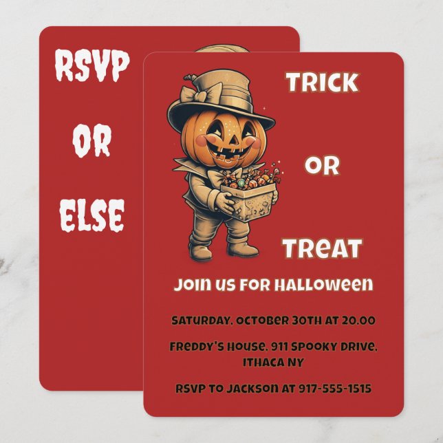 Jack o lantern Halloween Party  Invitation (Front/Back)