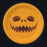 Jack o' Lantern Halloween Party Paper Plate<br><div class="desc">A creepy jack o' lantern carved smile is featured on these orange Halloween party paper plates. MATCHING items in our store.</div>