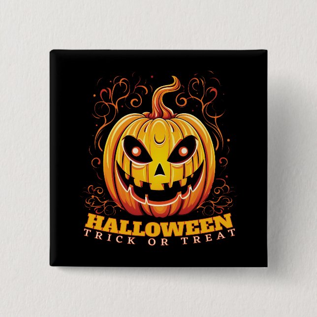Jack-O-Lantern Halloween Pumpkin  2 Inch Square Button (Front)