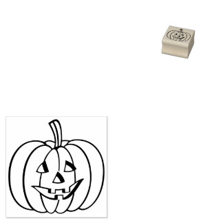 Jack-O-Lantern Halloween Pumpkin Outline Rubber Stamp