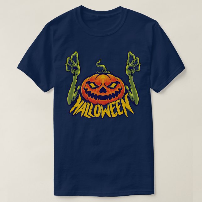 Jack O Lantern Halloween Scary Pumpkin  T-Shirt (Design Front)